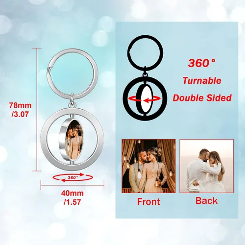 Vista 3 de Jovivi Llaveros personalizados personalizados con foto de doble cara, impresión a todo color, aleación de texto, imagen, llavero para hombres