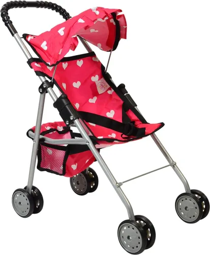 Vista 9 de The New York Doll Collection My First Doll Stroller con Canasta, Cochecito de Muñeca Plegable (Acolchado Rojo)