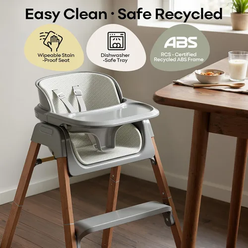 Vista 8 de Fodoss Silla alta convertible para bebé con bandeja desmontable, silla alta plegable para comer con cojín grueso, silla para Comer de Bebe Grows