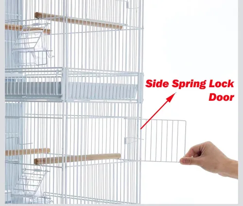 Vista 4 de Combo: Jaula de vuelo de aves galvanizada chapada en zinc apilable y bloqueo, divisor extraíble con soporte rodante