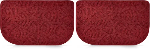 Vista 8 de Farmlyn Creek Tapetes de cocina antideslizantes para piso, alfombra de cocina roja de medio círculo con respaldo de goma para oficina, fregadero