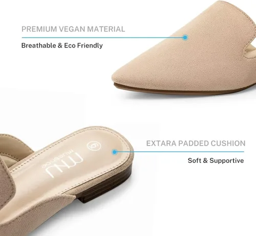 Vista 3 de MUSSHOE - Zuecos para mujer, planos, cómodos y puntiagudos