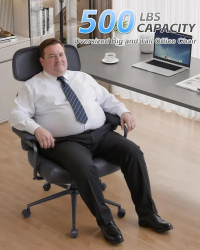 Vista 3 de Silla de oficina grande y alta de 500 libras, silla de escritorio cómoda, silla de computadora de gran tamaño extra ancha, sillas modernas