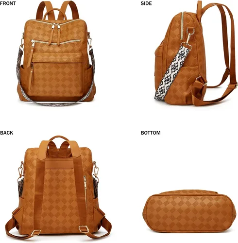 Vista 3 de Makes Bolso tipo mochila para mujer, de piel sintética, con diseño convertible, 2 piezas