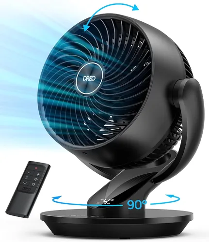 Vista 5 de Dreo Ventilador de pedestal con mando a distancia (PolyFan 513S) y ventilador de mesa para el dormitorio del hogar