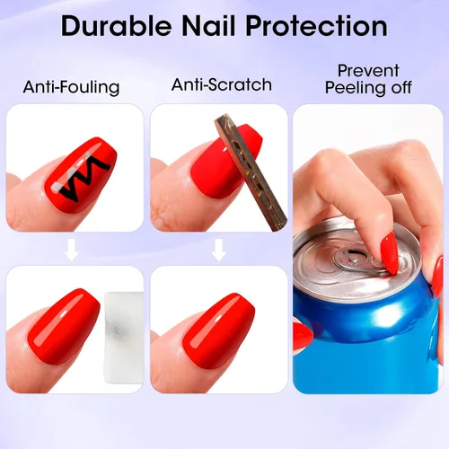 Vista 8 de GELLEN - Base y capa superior de gel, juego de 2 esmaltes de uñas de gel, capa superior que no se limpia 12ml Base Coat & No Wipe Top Coat Set.
