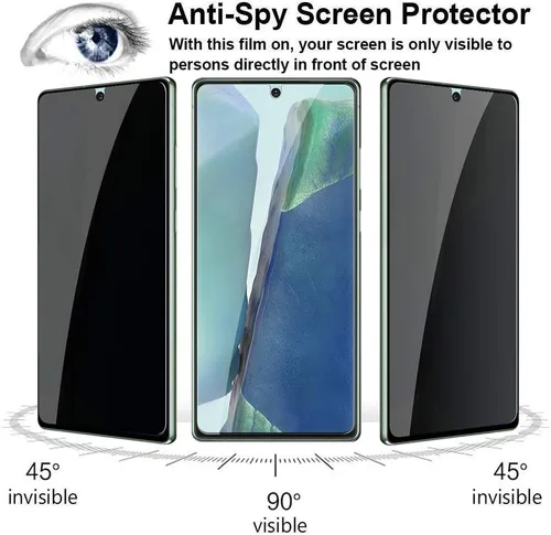 Vista 2 de LYWHL - Protector de pantalla de privacidad para Note 20, antiespía, protector de pantalla de vidrio templado para Samsung Galaxy Note 20, negro