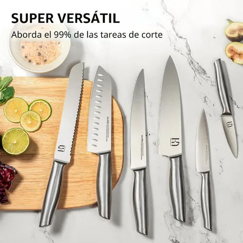 Vista 8 de Juego de 14 piezas de cuchillos de cocina KnifeSaga de acero inoxidable de alto carbono japonés de primera calidad con afilador incorporado, juego