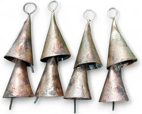 Vista 2 de Mango Gifts Campanas de cono vintage de hierro rústico, campanas para campanas de viento, campanas pequeñas para manualidades, mini campanas