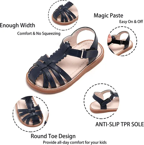 Vista 5 de Kiderence Sandalias para niñas pequeñas, zapatos de verano para niñas pequeñas