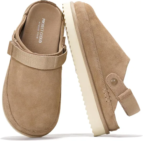 Vista 6 de Project Cloud 100% Genuine Leather Platform Clogs for Women Mules for Women Castaño