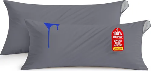 Vista 38 de Utopia Bedding Protector de almohada impermeable, con cremallera, paquete de 2, beige, estándar, funda de almohada a prueba de chinches, de 20 x 26