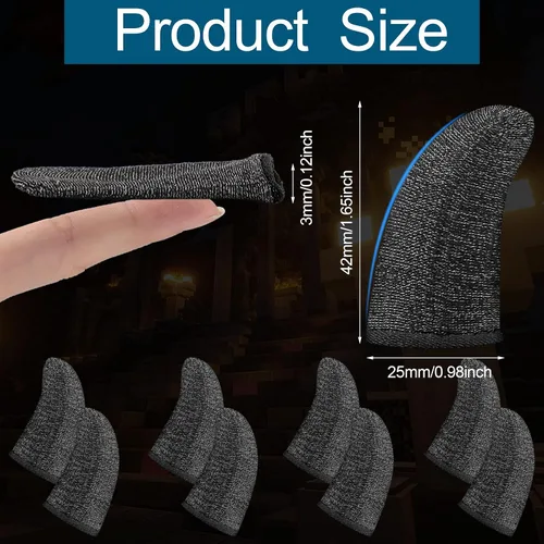 Vista 2 de Geyoga 40 fundas para dedos para juegos para pulgares, protector de dedos para juegos móviles (negro)