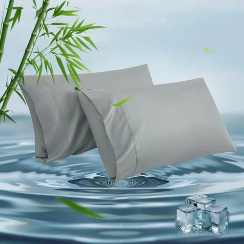 Vista 9 de Fundas de almohada estándar, fundas de almohada de viscosa refrescante de bambú con cierre de sobre, suave que absorbe la humedad para personas que