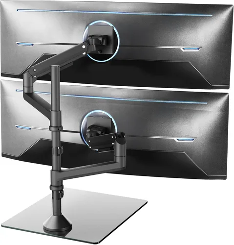 Vista 16 de VIVO Soporte de escritorio extra alto para monitor ultraancho doble con brazo neumático para pantallas de hasta 49 pulgadas, abrazadera resistente