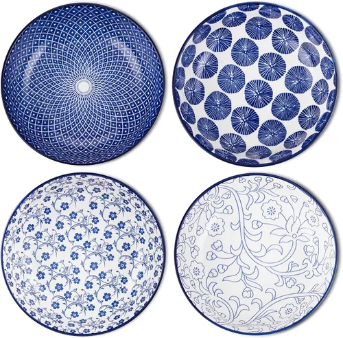 Vista 14 de Selamica Tazones de cerámica para pasta de 7.8 pulgadas, cuencos grandes de porcelana de 26 onzas, aptos para lavavajillas y microondas, juego de 6