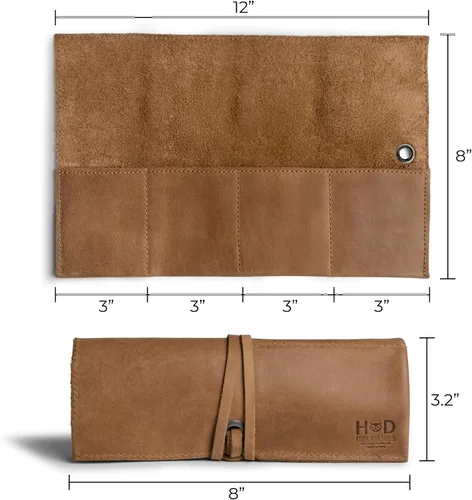 Vista 4 de Hide & Drink, Organizador de rollos de reloj de cuero hecho a mano de cuero de grano completo, con capacidad para hasta 4 relojes, fácil de llevar
