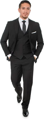 Vista 3 de Traje de tres piezas de dos botones negro elegante para hombre