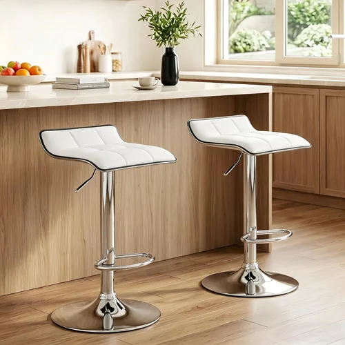 Vista 13 de NOBPEINT Taburete giratorio ajustable con elevación de aire cromado contemporáneo, juego de 4 (negro)