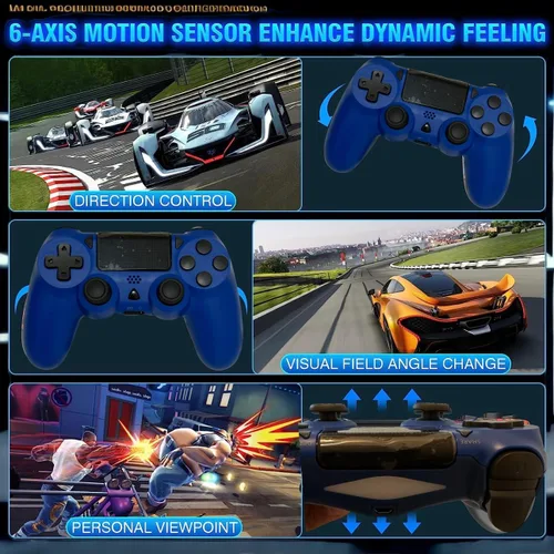 Vista 9 de Blue, Upgraded Wireless P4 Remote Controller Compatible with PS-4SlimPro with Dual Vibration6-Axis Motion SensorAudio Replacement for PS-4 Controller