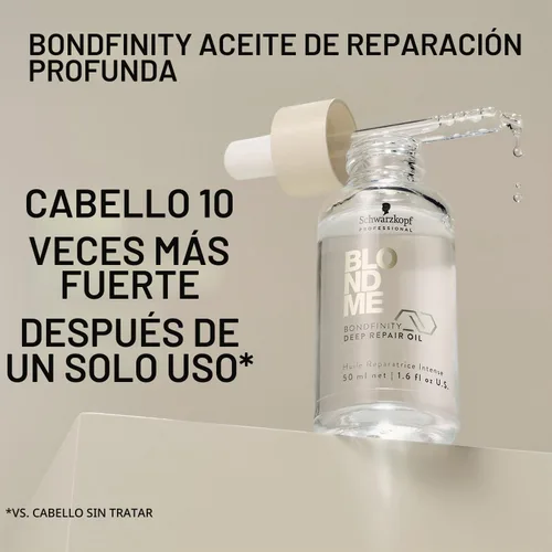 Vista 4 de BlondMe Bondfinity - Aceite de reparación profunda para cabello rubio, 1.6 onzas líquidas, reduce el encrespamiento, protección contra el calor