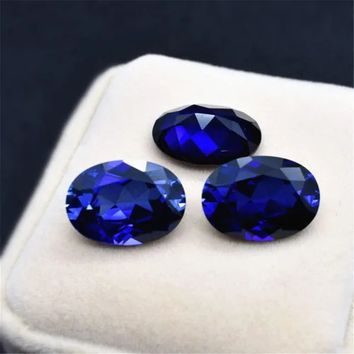Vista 5 de Sapphire Mohs - Gema de zafiro 9 ovalada facetada con forma de huevo de corte AAA en forma de huevo azul real SP005