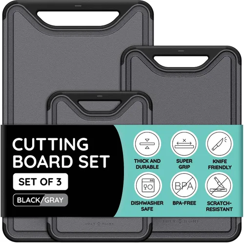 Vista 10 de Serveware Accessories Tablas de cortar para cocina, tabla de cortar de plástico, tabla de cortar apta para lavavajillas con ranuras para jugos