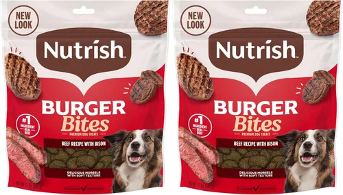 Vista 5 de Nutrish Burger Bites Receta de carne de res con bisonte Premium, bolsa de 5 onzas, paquete de 5 (Rachael Ray)