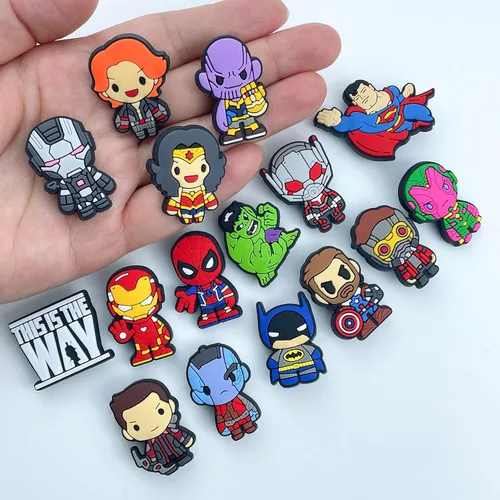 Vista 8 de 50 Pcs Superhero Crock Shoe Charms for Croc Boys Cute Cartoon Bubble Slide Shoe Charms for Wristband Bracelets Spider Shoe Charms for Man Sandals