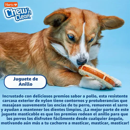 Vista 4 de Hartz Chew 'n Clean - Juguete masticable y trate en un anillo con sabor a pollo, para perro, mediano RING