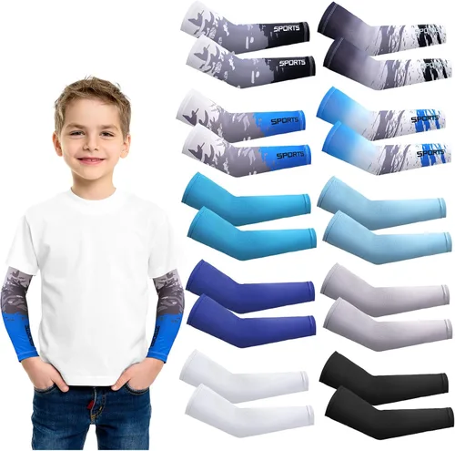 Vista 8 de Xuhal 10 Pairs Arm Sleeves for Kids Baseball UV Sun Protection Cooling Arm Sleeves Boys Football Basketball