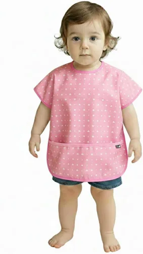 Vista 38 de Plie Short Sleeve Waterproof Bib for Toddlers – Easy Clean Feeding Apron for Mealtime, Daycare, Self-Feeding, Lightweight