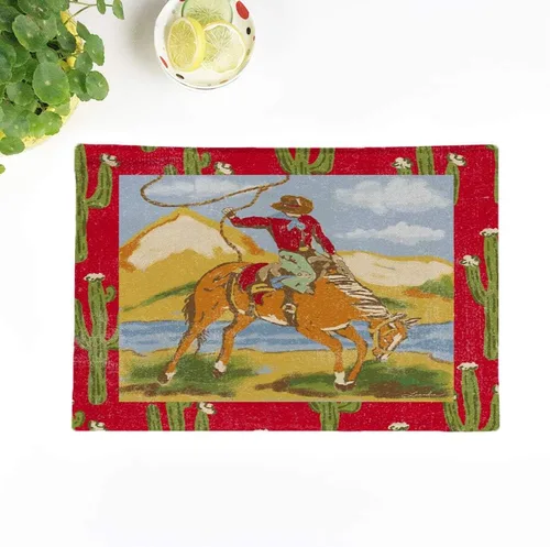 Vista 17 de Juego de 4 manteles individuales Doodlefly unicornio tapices medievales caza The Found Mythical Creatures 18 x 12.5 pulgadas, decoración de fiestas