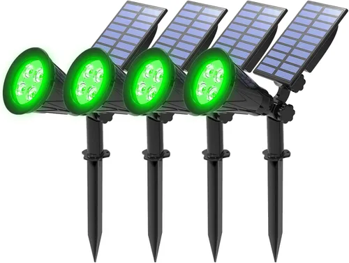 Vista 9 de T-SUNUS - Focos solares de paisaje que cambian de color, luces solares impermeables para exteriores, luz de estanque de jardín ajustable de 180°