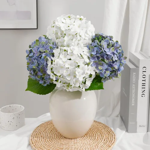 Vista 7 de Paquete de 4 hortensias artificiales marrones, tallos reales de 18