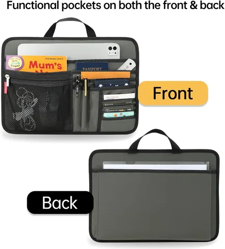 Vista 3 de Organizador grande para maletín para trabajo, oficina, documentos, portátil, organizador de almacenamiento (L, gris)