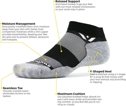 Vista 4 de Swiftwick- MAXUS ONE (3 pares) calcetines de golf y correr, máximo cojín