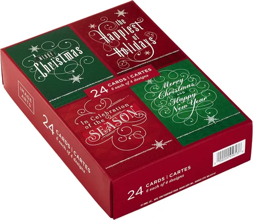 Vista 3 de Hallmark Image Arts - Juego de tarjetas navideñas en caja, elegantes letras (4 diseños, 24 tarjetas con sobres)