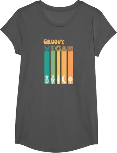 Vista 43 de Groovy Vegan Retro Vintage Cool Veggies 70 80 Flower Power Camiseta, Negro