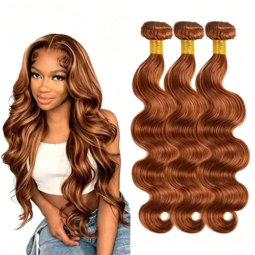 Vista 197 de P4613 Cabello humano rizado onda profunda marrón y paquetes mixtos 8 10 12 P4613 Ombre Marrón-Rubio-DP