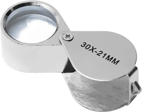 Vista 15 de Othmro Lupa 10X diámetro de lente 0.827 in silbato forma plegable joyería lupa lupa plata