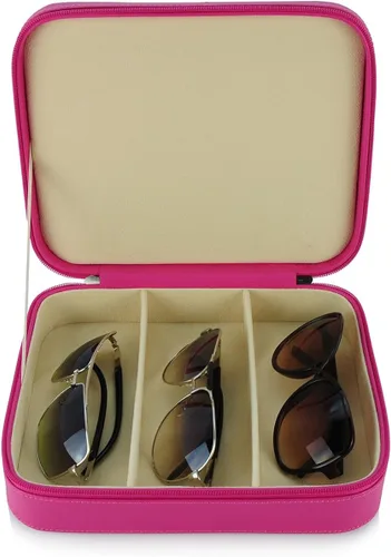 Vista 7 de 3 piezas rosa extra grande gafas de sol de viaje gafas de sol con cremallera caso