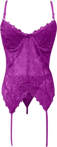 Vista 5 de Lencería para mujer, lencería sexy y traviesa de encaje floral con liguero, traje de cintura alta, tirantes delgados, corsé, camisones, lencería