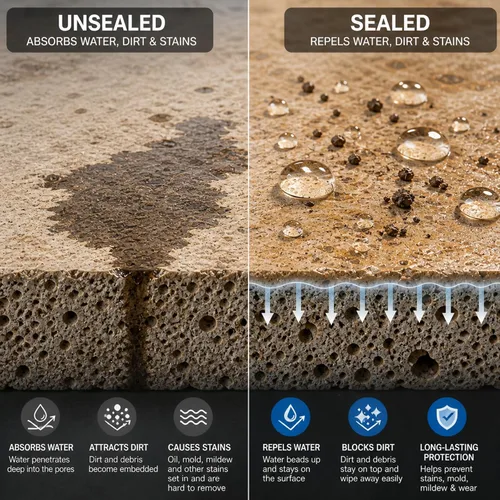 Vista 3 de Sellador de piedra natural de aspecto húmedo. Protección brillante duradera y de larga duración. Adoquines, pizarra, arenisca, travertino, piedra