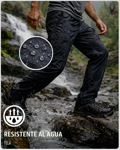 Vista 5 de Spyder Mens Hiking Pants - Easy Care Convertible Zip-Off Lightweight Cargo Negro