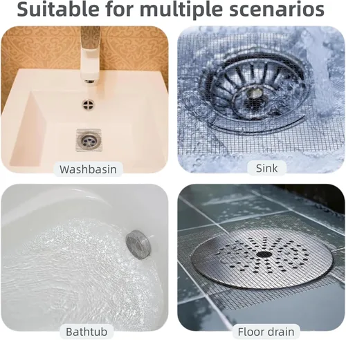 Vista 7 de 10 Pack Disposable Shower Drain Hair Catcher 4 x 4 in Mesh Sticker (30PC)