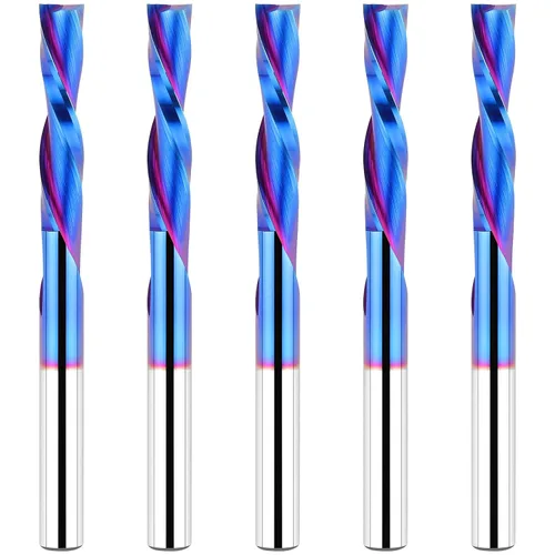 Vista 40 de EANOSIC Brocas de fresadora en espiral de compresión ascendente y descendente de 1/2 pulgada de diámetro de corte con revestimiento nano azul