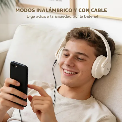 Vista 6 de KVIDIO Auriculares Bluetooth sobre la oreja, 65 horas de reproducción, inalámbricos con micrófono, auriculares ligeros plegables de baja latencia