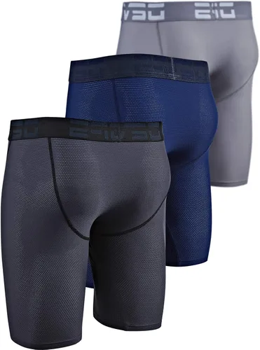 Vista 2 de DEVOPS Calzoncillos de rendimiento tipo bóxer de malla seca y fría para hombre, 9 pulgadas, paquete de 3 piezas