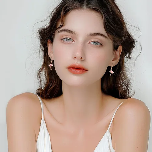 Vista 25 de Aretes colgantes de plata de ley con diseño de árbol de la vida, flor, abeja, animales, gato, colibrí, piedra lunar, turquesa, aretes con cierre
